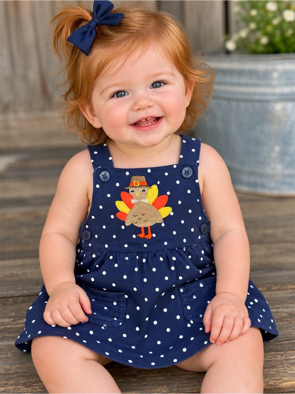 Carter's Baby Girl Thanksgiving Turkey Polka Dot Overalls Dress 12 Months
